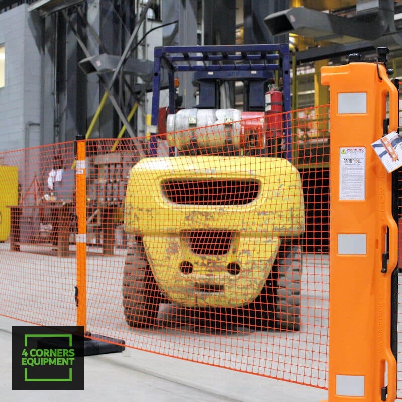 Ideal Barriers setup near fork lift.