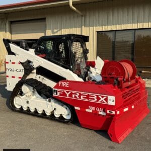 FYREBX-3T 300 Gallon Skid Steer Attachment for firefighting.